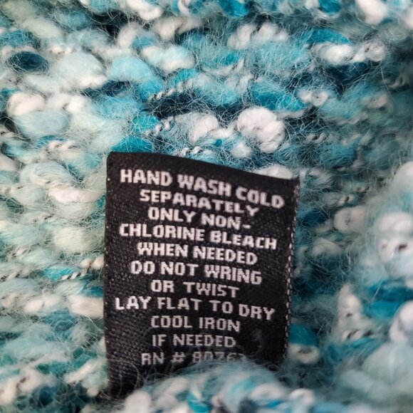 Moda International Teal V-Neck Sweater with Hood Women's Size Large - Picture 9 of 9